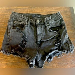 Aeropostale High-Rise Black Wash Denim Shorty Shorts Size 6